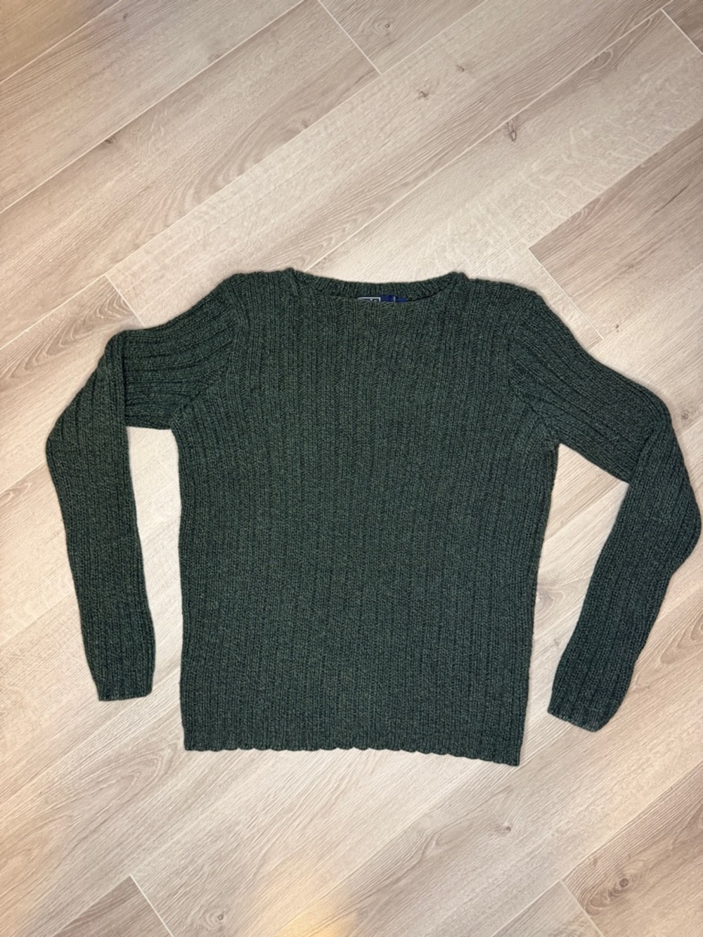 Polo Ralph Lauren Vintage 90s Ribbed Cotton Crewneck Sweater Green Sz S